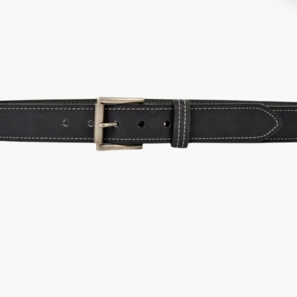 Lejon Men's Bison Leather Black Belt Made In America Sz 48 Western Cowboy Rustic - Picture 3 of 9